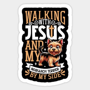 Jesus and dog - Norwich Terrier Sticker